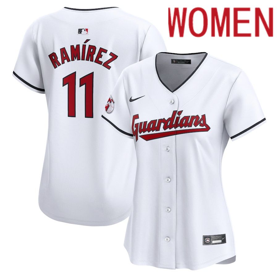 Women Cleveland Guardians 11 Jose Ramirez Nike White Home Limited Player MLB Jersey
